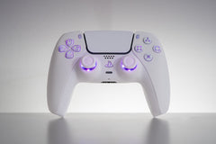 PS5 LED Controller Mod Custom White Wireless Controller with White Backlit Buttons RGB
