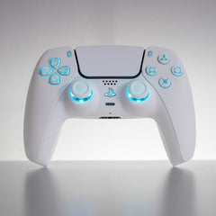 PS5 LED Controller Mod Custom White Wireless Controller with White Backlit Buttons RGB
