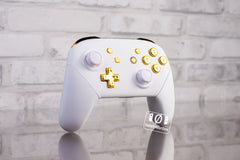 Nintendo Switch Pro Controller Mod White with Gold Buttons Elegant Minimalistic Customized Controller