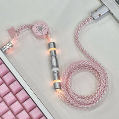 Sakura Pink USB-C RGB Aviator Handmade Coiled Cable