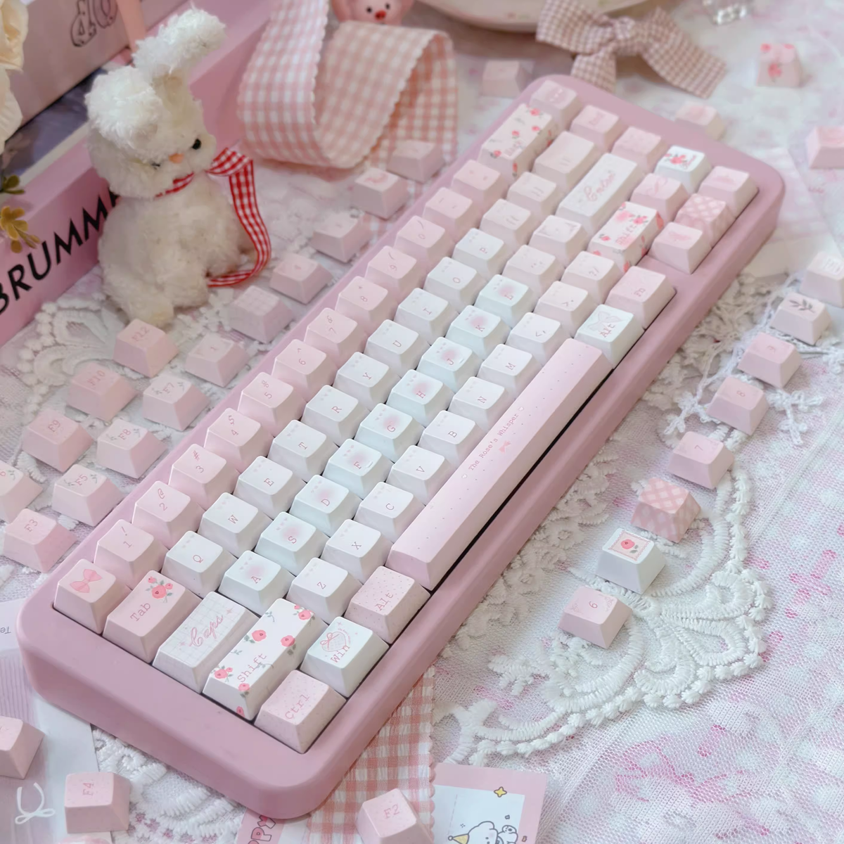 Rose Whisper Dye Sublimation PBT Cherry Profile Keycaps