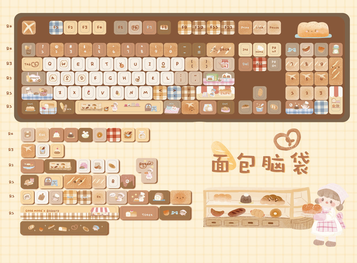 Toasted Bread Cute Cherry/MOA PBT Keycaps
