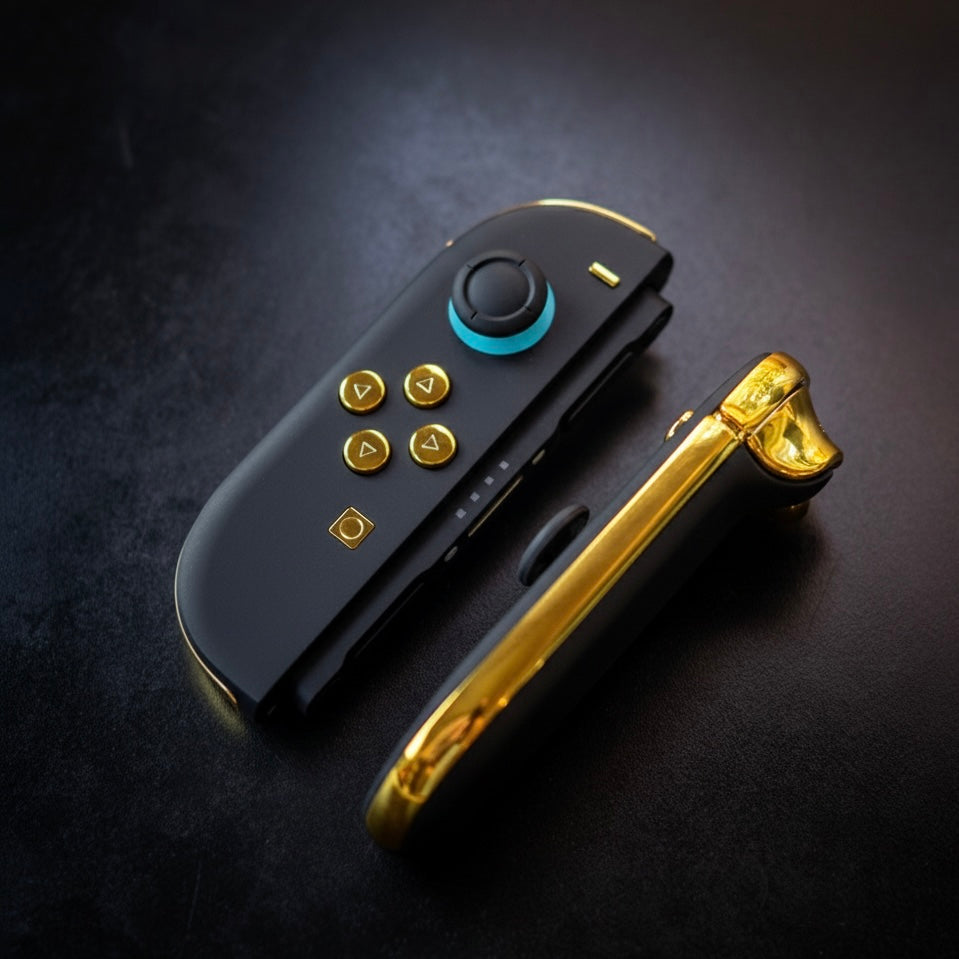 Stealthy Matte Black & Gold Chrome Joy-Cons 2 for Nintendo Switch 2
