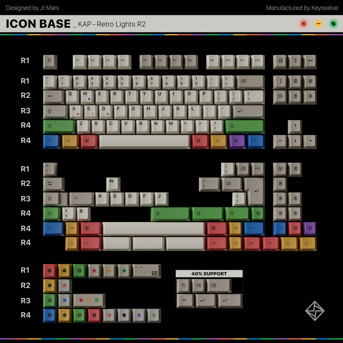 KAP Retro Lights R2 Keycap Set [INSTOCK]