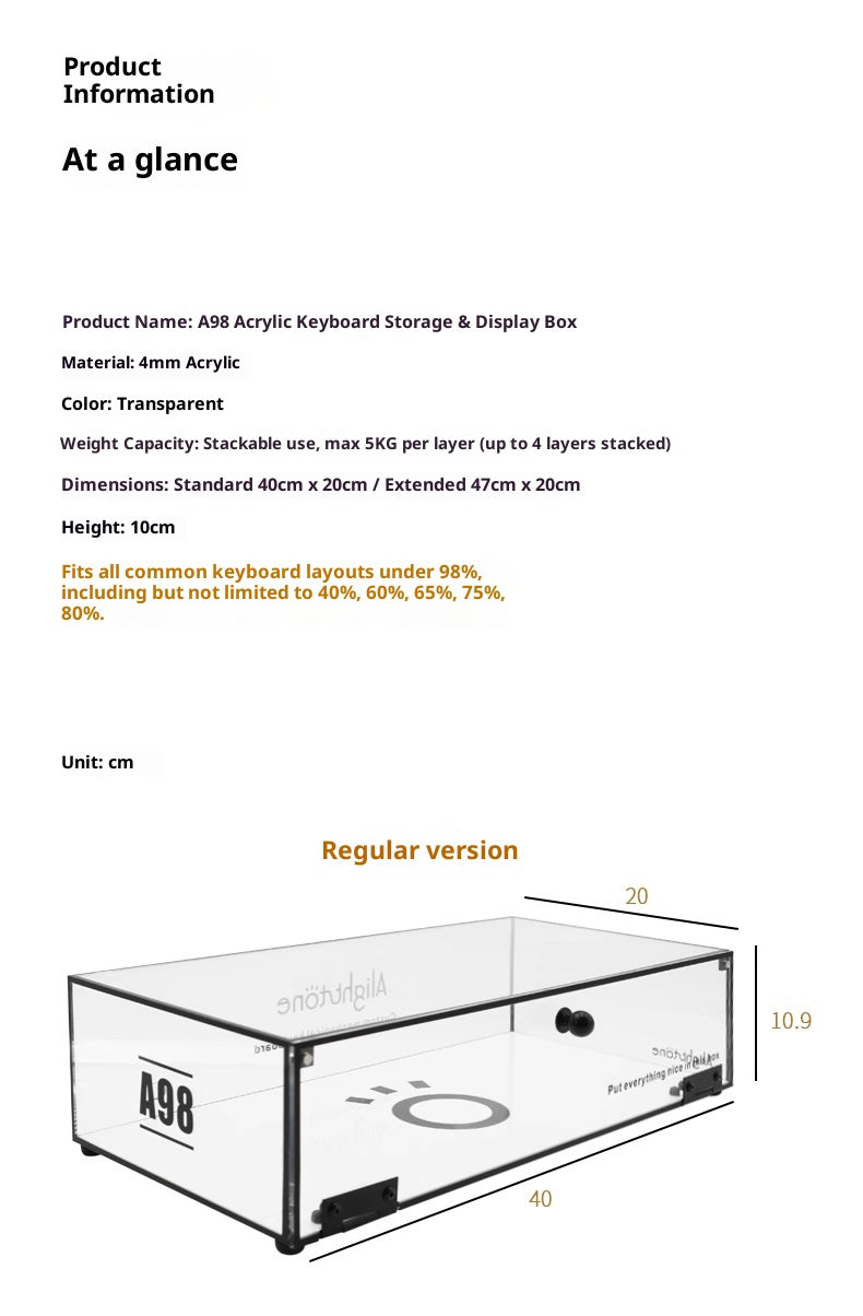 A98 High-Transparency Keyboard Storage &amp; Display Case