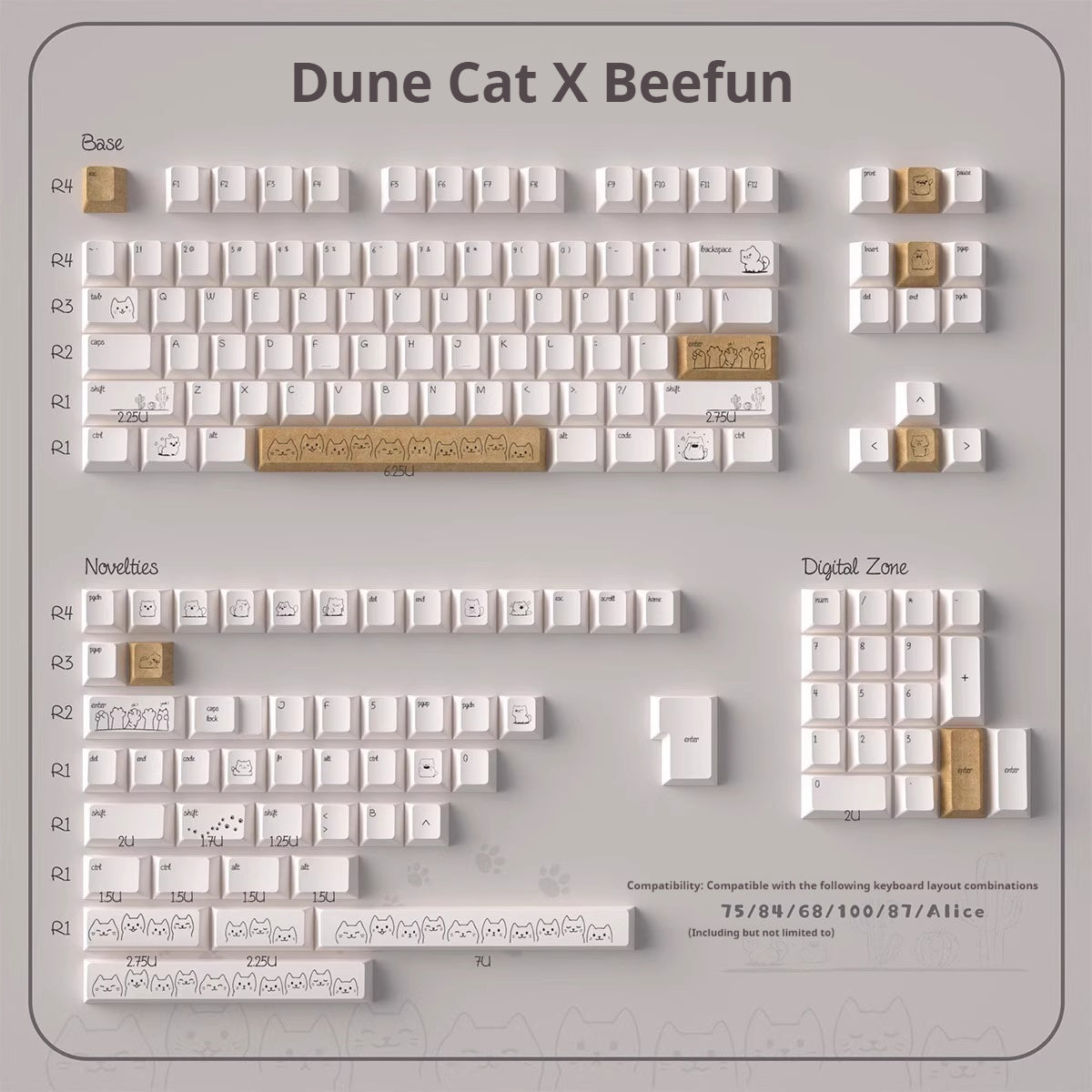 Dune Cat Dye Sublimation PBT Cherry Keycaps
