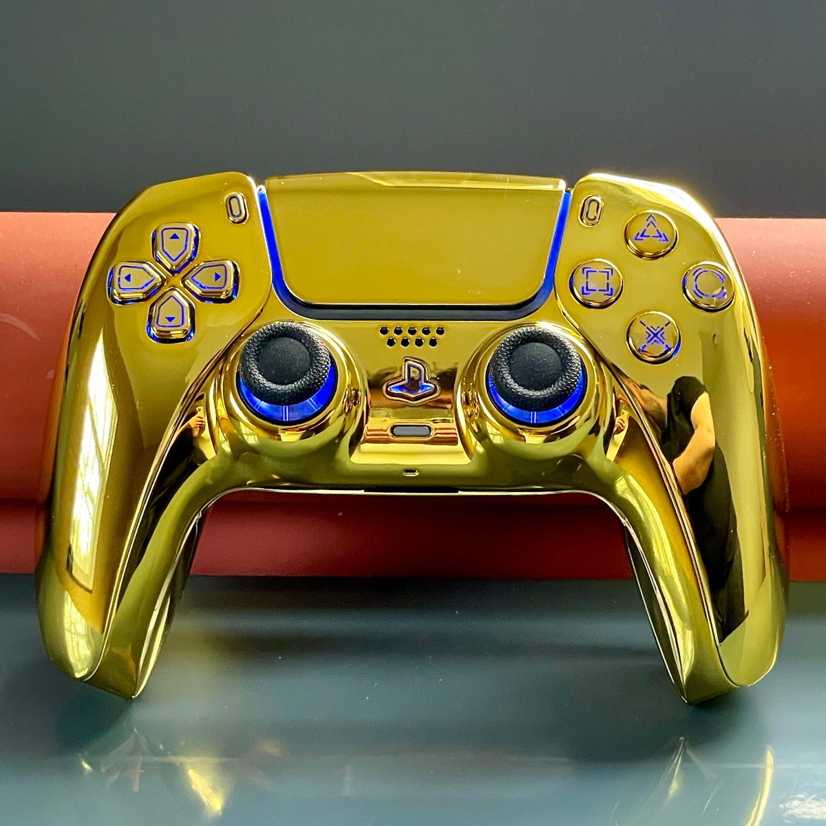 Custom PS5 Controller Chrome Gold with Backlit LED Buttons