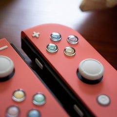 Custom Joy-Cons Coral with Pastel Hearts Buttons Nintendo Switch Controller Mods