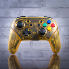 Nintendo Switch Pro-Controller Mod Clear Yellow Customized Controller With SNES EU Buttons