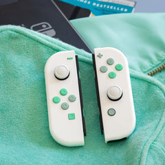 Custom JoyCons Nintendo Switch Joy-Con Controller Mods White with Mint and Cyan Buttons