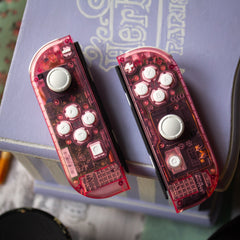 Custom JoyCons Nintendo Switch Clear Pink Joy-Con Controller Mod with White Buttons