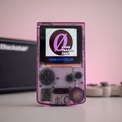 Custom Game Boy Color With Backlit IPS Screen Clear Atomic Purple With Dark Grey Buttons