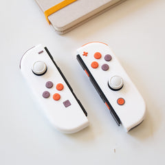 Custom JoyCons Nintendo Switch Joy-Con Controller Mods White with Grey Violet and Coral Buttons