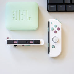 Custom JoyCons Nintendo Switch Joy-Con Controller Mods White with Grey Violet and Cyan Buttons