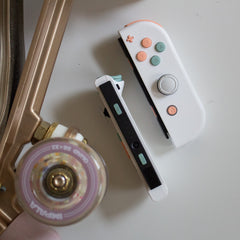 Custom JoyCons Nintendo Switch Joy-Con Controller Mods White with Peach and Cyan Pastel Buttons