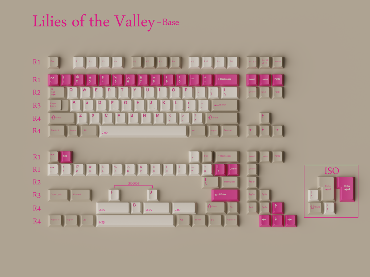 KEYKOBO LILIES OF THE VALLEY ABS DOUBLE-SHOT KEYCAP SET (Instock)