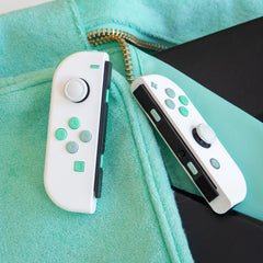 Custom JoyCons Nintendo Switch Joy-Con Controller Mods White with Mint and Cyan Buttons