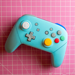 Nintendo Switch Pro Controller Mod Pastel Blue GameCube Retro Style Customized Controller