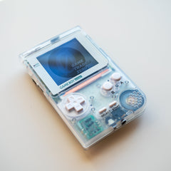 Custom Game Boy Pocket with Backlit IPS Screen Famitsu Clear With White Buttons