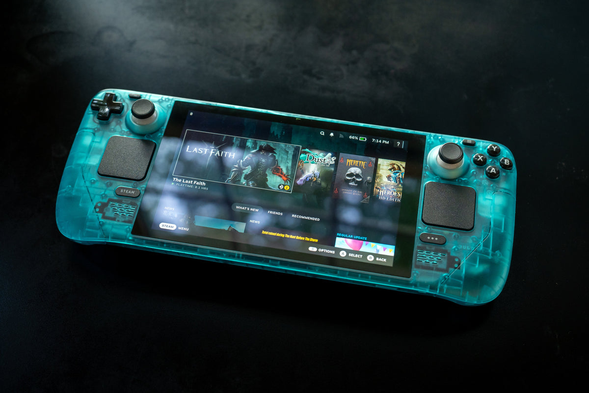 Customized Steam Deck Handheld Gaming Computer By Valve Clear Ice Blue