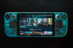 Customized Steam Deck Handheld Gaming Computer By Valve Clear Ice Blue