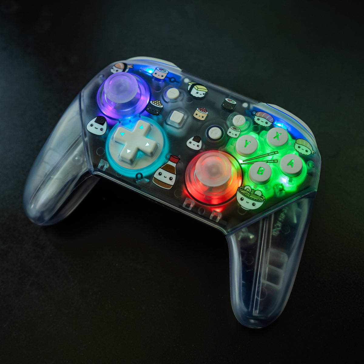 Custom Sushi Nintendo Switch Pro-Controller LED Buttons & Cute Kawaii Sushi