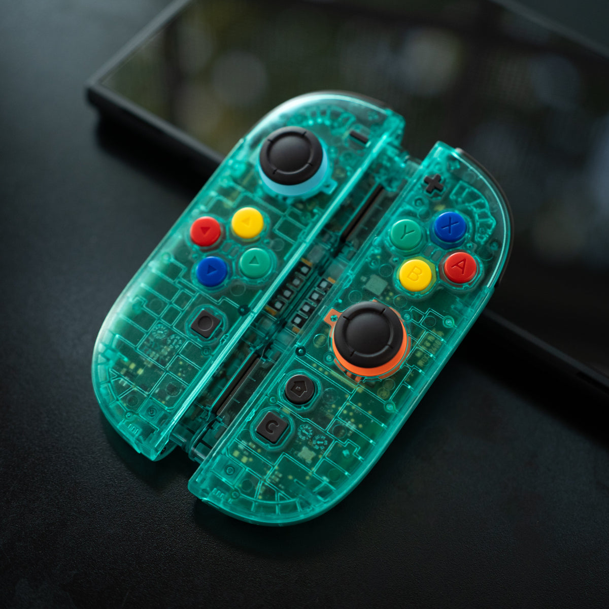 Switch 2 Custom Joy-Cons Clear Teal Retro Gaming Controllers