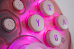 CUSTOM Pro Controller Nintendo SWITCH Controller Mod Clear Pink with LED Backlit Pink Buttons