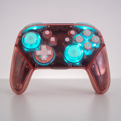 CUSTOM Pro Controller Nintendo SWITCH Controller Mod Clear Pink with LED Backlit Pink Buttons