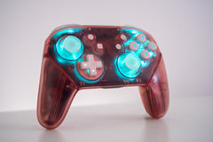 CUSTOM Pro Controller Nintendo SWITCH Controller Mod Clear Pink with LED Backlit Pink Buttons
