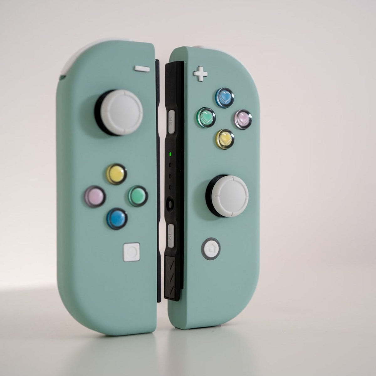Cyan Joy-Cons Mod with Pastel Hearts Buttons Nintendo Switch Custom Controllers