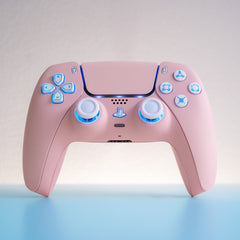 Pink PS5 Controller LED Mod with White Backlit Buttons Custom Wireless Controller Backlit Buttons RGB