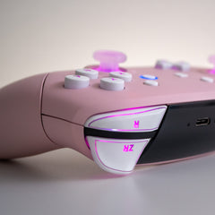 Pink Switch Pro-Controller LED Mod With White Backlit Buttons and Clear Analogue Sticks