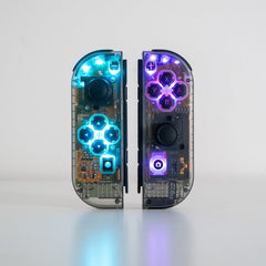 N64-Era Inspired Smoke Clear Joy-Cons with Custom LED Backlit Buttons for Nintendo Switch
