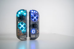 N64-Era Inspired Smoke Clear Joy-Cons with Custom LED Backlit Buttons for Nintendo Switch