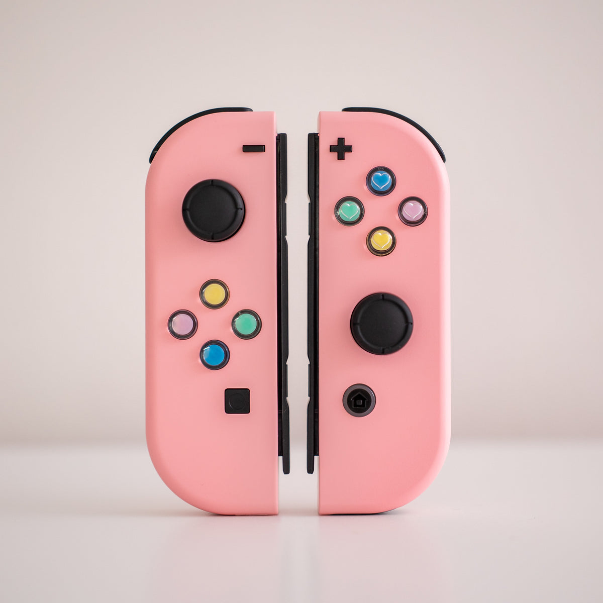 Pastel Pink Joy-Cons Customized with Pastel Heart Buttons Nintendo Switch Custom Controllers