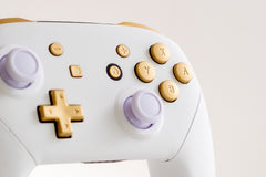 Nintendo Switch Pro Controller Mod White with Brushed Gold Buttons Elegant Minimalistic Customized Controller