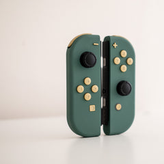 Custom Pine Green Joy-Cons for Nintendo Switch with Matte Brass Buttons