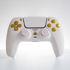 PS5 Controller Mod White with Gold Buttons Custom Sony Wireless Controller