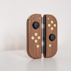 Custom Wooden Joy-Cons with Matte Brass Finish Buttons Nintendo Switch Controller Mods