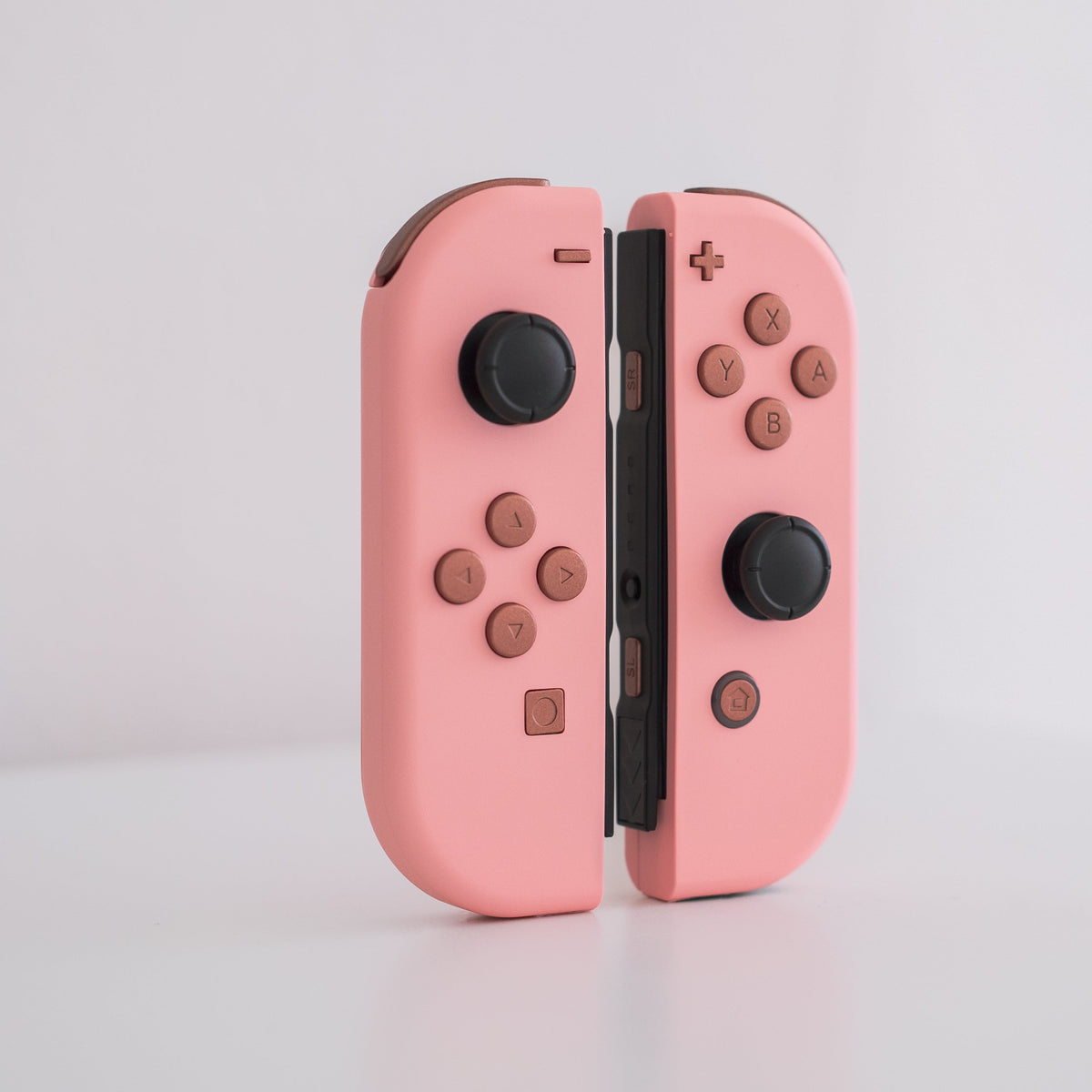 Custom Joy-Cons Pink with Matte Rustic Metal Finish Buttons Nintendo Switch Controller Mods