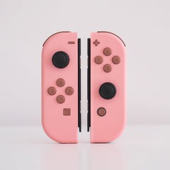 Custom Joy-Cons Pink with Matte Rustic Metal Finish Buttons Nintendo Switch Controller Mods