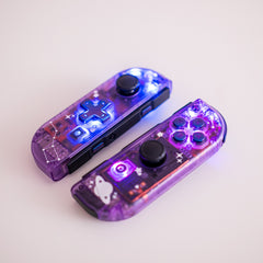 Custom Joy-Cons Stars Comets & Constellations Atomic Purple with Color-Shifting LED Buttons Clear Nintendo Switch Controllers