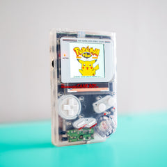 Nintendo Game Boy DMG Famisu Style Clear and White with Backlit IPS Screen