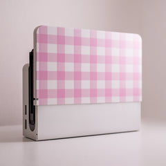 Custom Nintendo Switch Dock Cover Pink Gingham Pattern