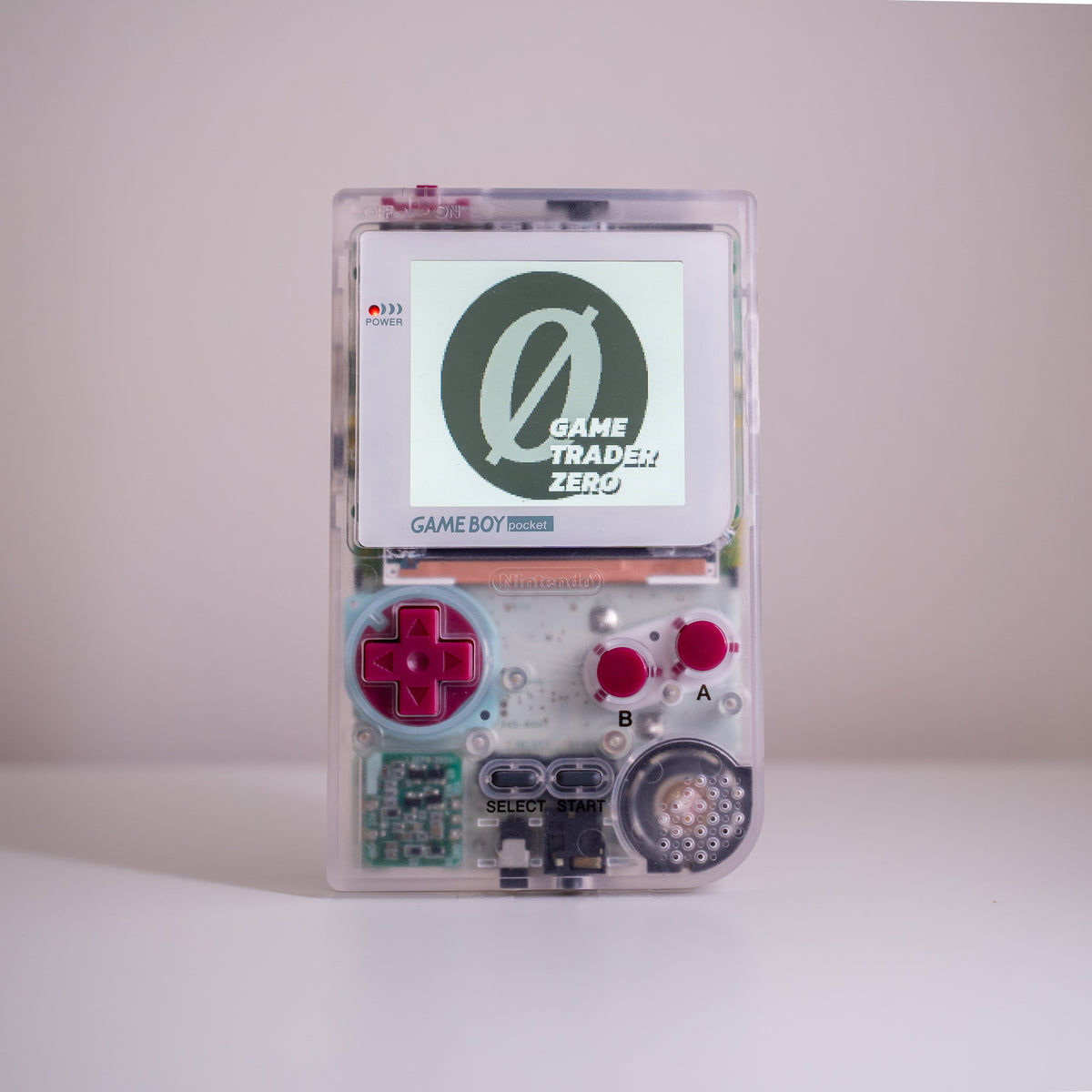 Custom Game Boy Pocket with Backlit IPS Screen Clear With Classic Rose Color Buttons