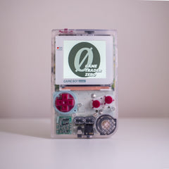 Custom Game Boy Pocket with Backlit IPS Screen Clear With Classic Rose Color Buttons