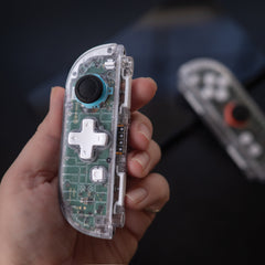 Switch 2 Famitsu Game Boy Light Tribute Joy-Cons: Clear Shell, White Minimalist Buttons