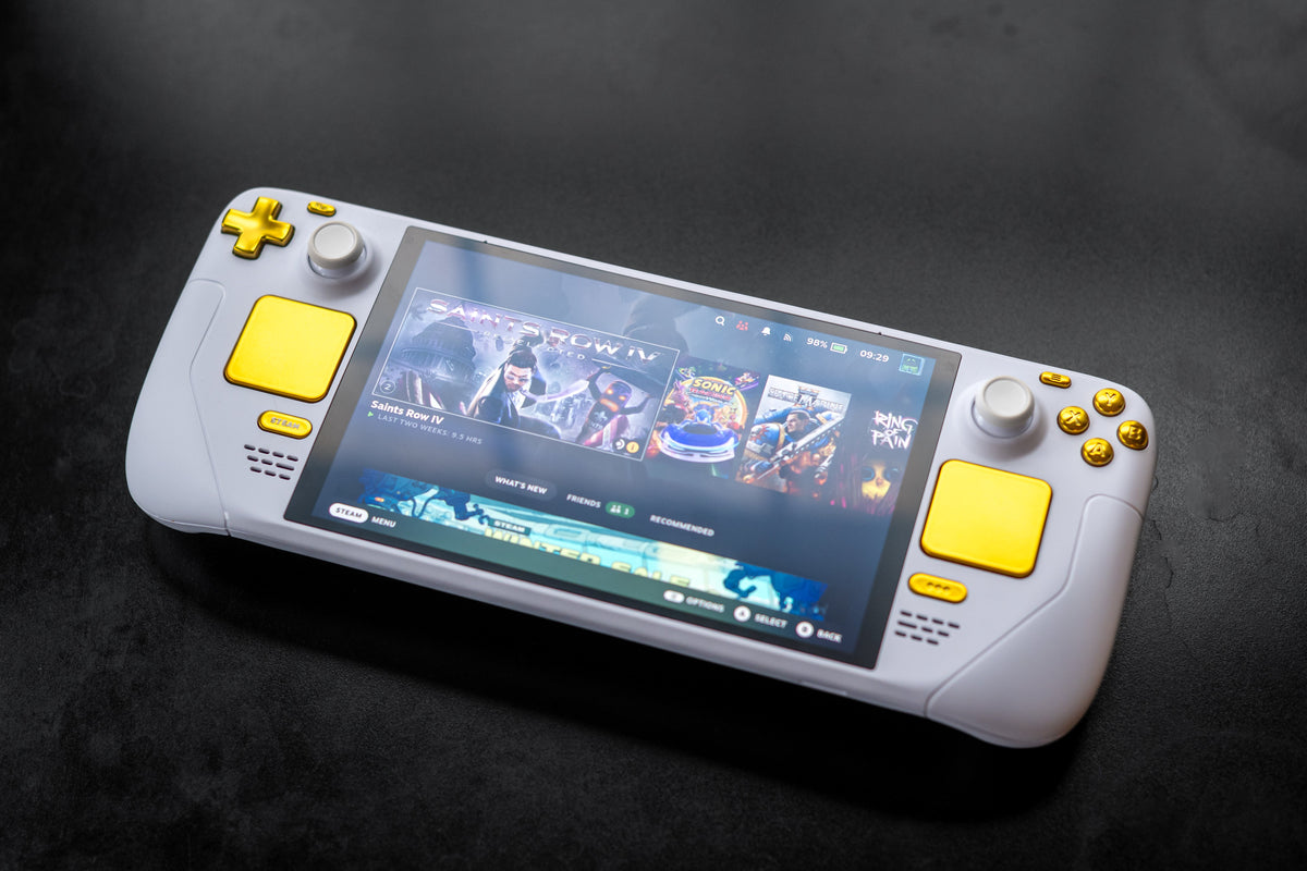 Custom Steam Deck Matte White & Chrome Gold Handheld PC