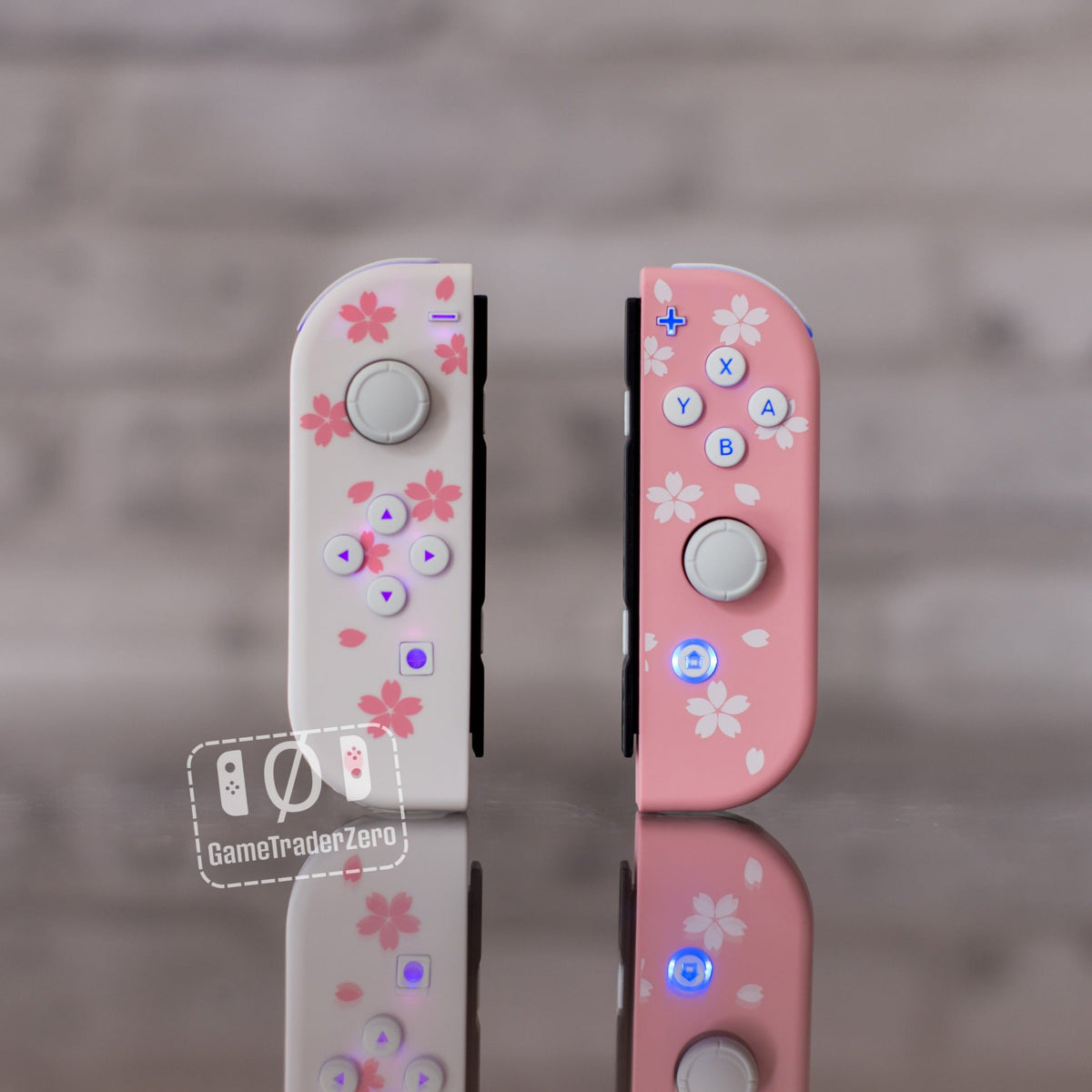 Pink & White Joy-Con LED MOD Sakura Flowers Nintendo Switch Controllers